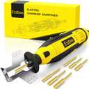 Electric Chainsaw Sharpener Kit with 6 Titanium-Coated Diamond Bits - Handheld Chain Saw Sharpener Tool for All Chains - No Removal Required, Easy and Fast Chainsaw Sharpening Kit