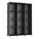 AWTATOS Cube Storage Organizer Closet Storage Shelves DIY Stackable Plastic Storage 12 Cube Bookshelf, Ideal Storage Organizer for Closet, Home, Bedroom, Black