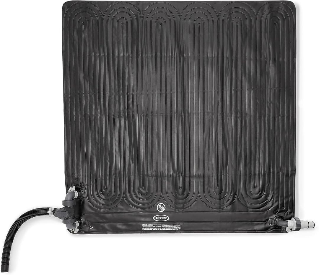 Intex 28685E 47 Inch x 47 Inch Solar Pool Water Heater Mat for 8,000 Gallon Above Ground Swimming Pool with Hose Attachment and Adaptors, Black