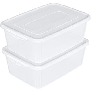 Afromy 16 Quart Plastic Latching Box, 2 Packs Storage Bins with Lid, Clear