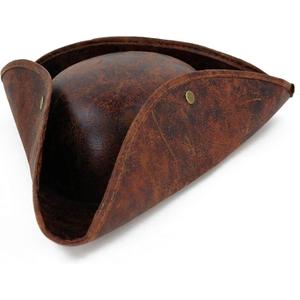 Pirate Hat Men And Women Leather Colonial Style Tricorn Hat Halloween Dressing Up Costume Accessory brown