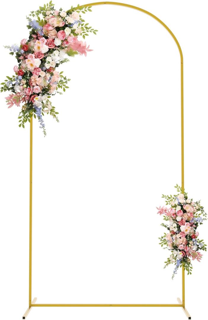 Asee'm 6.6FT Metal Arch Backdrop Stand Gold Arched Backdrop Frame for Wedding Party Ceremony Birthday Bridal Baby Shower Garden Floral Balloon Arch Decoration