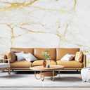 White Gold Marble Wallpaper Modern Abstract Wallpaper Mural for Living Room OfficNot Peel and Stick (91" x 60", Cybh-918)