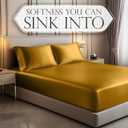 DECOLURE Satin Fitted Sheet Queen Size (1 PC) – Luxuriously Smooth & Softer Than Silk Bed Sheets w/ 15 Inch Deep Pocket Hypoallergenic Wrinkle Free, Secure Snug Fit, Elastic Corner Straps (Gold)