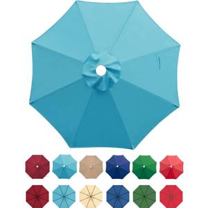 9ft Patio Umbrella Replacement Canopy Only,Outdoor Table Market Yard Umbrella Top for Outdoor Umbrella Canopy with 8 Ribs (Sky Blue)