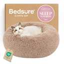 Bedsure Calming Cat Beds for Indoor Cats - Small Cat Bed Washable 20 inches, Anti-Slip Round Fluffy Plush Faux Fur Pet Bed, Fits up to 15 lbs Pets, Camel