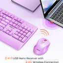 MEETION Wireless Keyboard and Mouse, Full-Sized Cordless Keyboard, 2.4G Wireless, Purple, for PC/Computer/Laptop/Windows/Mac