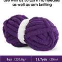 MABOZOO Chunky Yarn for Crocheting 8 Pack,Dark Purple Yellow Fluffy Jumbo Chenille Yarn,Soft Plush Yarn Bulky,Giant Thick Fuzzy Yarn for Hand Knitting or Arm Knitting (31.7 yds,8 oz Each Skein)