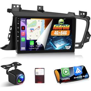 Upgrade Radio for Kia Optima K5 2010-2013: [4+64G] Android 15 9 inch IPS Touchscreen Mazda Stereo - Custom Homepage, Wireless Carplay and Andorid Auto, DSP/EQ, 5G/WiFi, GPS, SWC + Rear View Camera