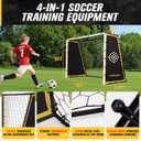PodiuMax 4 in 1 Soccer Goal & Rebounder, 7x5ft Rebound Net with Upgrade Frame, Steel Ground Pass Net for Backyard Park Field, Soccer Kick Back Trainer for High Passing, Low Passing & Shooting Training