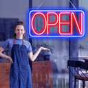 22" X 11" Led Neon Open Signs for Business Ultra Bright Plug In Electric Light Up Large Open Signs with ON/OFF Switch and 12V/2A AC Adapter for Storefront Window Bar Salon Coffee Stores (Horizontal)