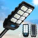 Street Solar Lights Outdoor Heavy Duty - 7500K LED Solar Powered Spot Lights Motion Sensor Waterproof with Remote Control and Pole, Floodlight Dusk to Dawn for Yard，Garden，Pathway，Patio, Parking Lot