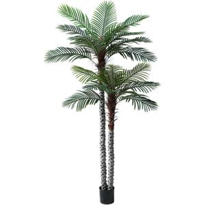 8ft Tall UV Resistant Faux Palm Tree, 96in Artificial Palm Tree Indoor Outdoor, Fake Tree with Real Bark and Realistic Leaves and for Home House Office Living Room Yard Patio