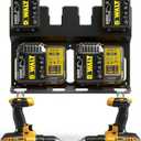 3-in-1 Battery Charger Wall Mount Holder for Dewalt 4 x 20V or 18V Battery and 2 x DCB112 or DCB115 Charger, Battery Charger Hanger/Storage/Rack/Organizer for Garage/Utility Cart/Van