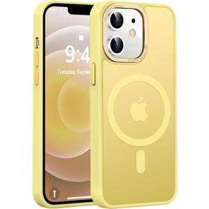 Newfuture Designed for iPhone 12 Case/iPhone 12 Pro Case with Magnetic [13 FT Military Drop Protection] [Compatible with Magsafe] Translucent Shockproof with Anti-Fingerprint Phone Case, Yellow