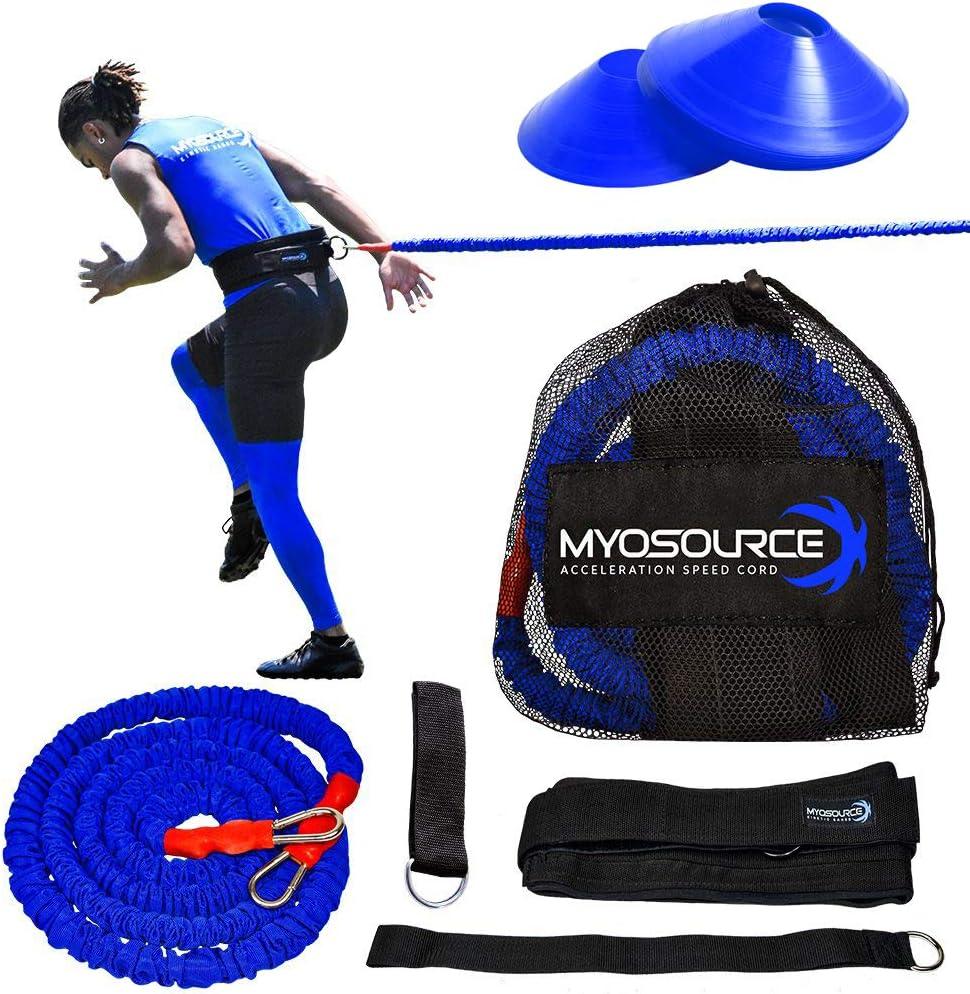 Acceleration Speed Cord Bungee Multi-Sport Resistance Training Kit - Improve Strength, Power, Agility, Vertical Jumping, Sprint Speed 3 Waist Belt  Kinetic Bands