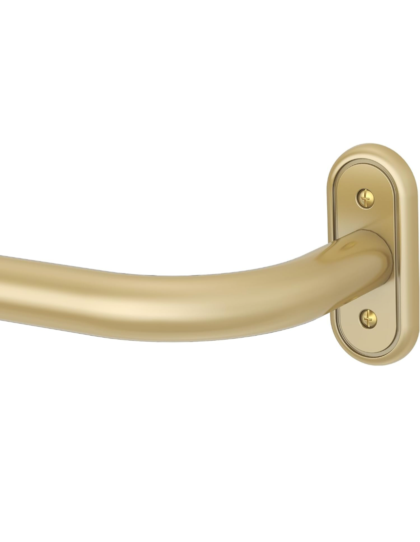 Gold Wrap Around Curtain Rod, Long Heavy Duty Blackout Curtain Rods for Windows 66 to 120 Inch, 1 Inch Adjustable Room Darkening Window Treatment Rods for Bedroom, Living Room, Sliding Door