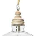 Creative Co-Op Glass & Mango Wood Ceiling Pendant Light (Brown)