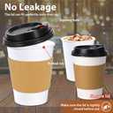 Clawsoff 100 Pack 12 oz Disposable Coffee Cups with Lids and Insulated Sleeves, Leak-free Paper and Sturdy Thick Paper Hot to Go Coffee Cups with Lids for Cold/Hot Beverage (White)