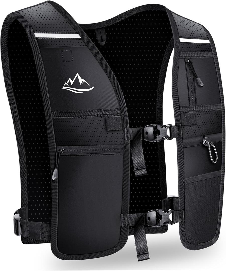 Running Vest for Women Men, Reflective Hydration Vest with Adjustable Waistband & Phone Pocket, Lightweight Breathable Running Water Vest for Jogging Hiking Trail Cycling and Marathon Race (Medium)