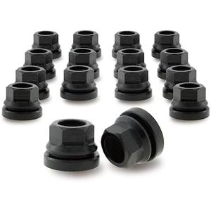 PSGSP Black M14x1.5 Wheel Lug Nuts 16pcs for 2003-2016 Ford F250 F350 F450 F550, 2003-2019 F53, Two-Piece Flanged Flat Face OEM Style for Factory OEM Wheels, Fit 2C2Z1012AA