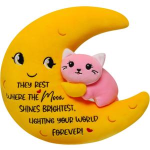 Memorial Gifts Loss of Cat - Moon Stuffed Animals Sympathy Gift Cat Loss Love One Plush for Grieving Pet Owner Lover Women Emotional Support Stuffed Animal 11 Inch