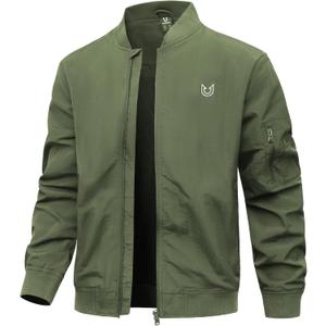 NORTHYARD Men's Bomber Jacket Lightweight Casual Windbreaker Zip Up Fashion Windproof Coat Spring Fall (Green, M)