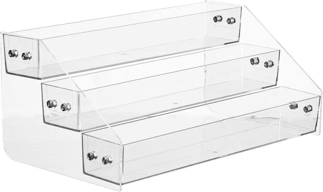 Acrylic Spice Rack, Tiered Spice Rack Shelf Seasoning Organizer for Countertop, Cabinet, Pantry, Kitchen Storage - 3 Tier (1PCS)