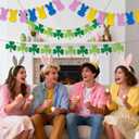 2 x St Patricks Day Banner Garland and Easter Banner Decorations, Irish Shamrock Bunny Banner for Mantle, Wall, Wedding, Anniversary, Party Supplies Decor