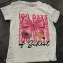 100 Days of School Girls Coquette Bow 100th Day of School T-Shirt, 130