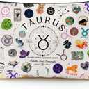 Taurus Gifts for Women, Taurus Zodiac Cosmetics Bag, Travel Makeup Bags, Taurus Birthday Gifts for Women & Astrology Lovers