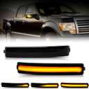 D-Lumina Sequential LED Side Mirror Turn Signal Lights Smoked Lens for Fo'rd F150 2009-2014, F150 Raptor 2010-2014, Side Marker Blinker Mirror Light Replace Factory Amber Reflector Lamp, Pack of 2