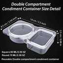 3 x 20 Sets Snack Condiment Containers with Lid, Disposable Double 2 compartments Dipping Container Refrige, Reusable Takeaway Sauce Dip Case Storage for Outdoor Sampling Travel Picnic Take-out (20)