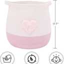 Large Cotton Rope Basket, Woven Storage Basket for Toy, Laundry and Blanket Organizer Basket, Round Hamper Basket with Handles for Kid's Room 17.7"x16.9" (Pink Heart)