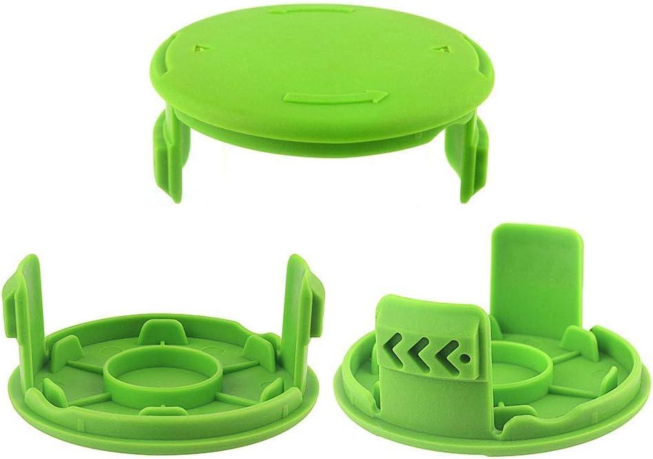 THTEN Trimmer Replacement Spools Cap Covers Compatible with Greenworks 21332 21342 24 Volt 40V 80V Cordless Weed Eater with 3411546A-6 Cap Covers Parts Auto-Feed String Edger 16ft 0.065” 29252-3 Pack