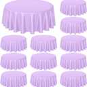 Buryeah 12 Pcs 84 Inch Lavender Purple Round Plastic Disposable Table Cloth Waterproof Tablecloth Circle Table Covers for Bridal Wedding Birthday Party Gender Reveal Baby Shower