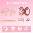 2 x 5Pcs Birthday Decorations with Crown Tiara, Sash, Cake Topper, Candle and Number Balloon for Gifts, 90th Birthday Gifts for Her