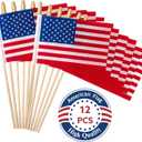 5 x Yzurbu 12 Pack Small American Flags on Stick 4x6 Inch  Tear-Resistant Polyester US Handheld Flags with Kid-Safe Spear Top for Parades, Parties, Memorial Day & 4th of July