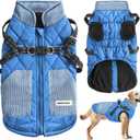 Mosucoirl Warm Dog Coats Pet Clothes, Waterproof Dogs Jacket Reflective Pet Outfits Winter Dog Cold Weather Coat Cozy Snow Jackets Vest for Small Medium Large Dogs Puppy Doggie (Blue, Large)