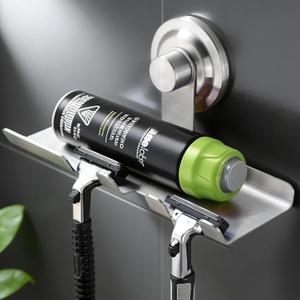 DELITON Razor Holder for Shower Wall, Heavy-Duty Suction Cup Hooks for Razor, Towel, Loofah, Removable Damage-Free Stainless Steel Shaver Holder Inside Shower