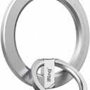 iRing Magnetic Phone Ring Holder for MagSafe, 360 Rotation Finger Grip Stand Compatible with iPhone 17/16/15/14/13/12  Strong Magnetic Grip, iRing M2 Silver