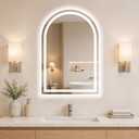 Arched LED Bathroom Mirrors with Lights 20"x28" LED Mirror for Bathroom,Led Vanity Mirror, Anti-Fog,LED Mirrors with Light, Anti-Fog, Dimmable, 3 Color, Shatterproof, Touch Sensor