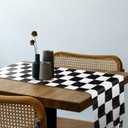 Breling 2 Pack Checkered Table Runner Black and White Tablecloths Racing Flag Polyester Tea Party Table Cloths Car Theme Flag Party Picnic Supplies(12.6 x 108 Inch,Checkered)