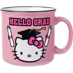 Silver Buffalo Sanrio Hello Kitty Hello Grad Graduation Glitter Ceramic Camper Mug, 20 Ounces