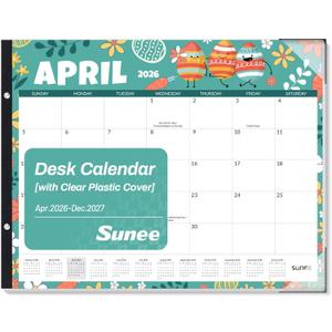 SUNEE Desk Calendar 2026 Large 22x17 from April 2026 to December 2027, Extra Large Desktop Monthly Calendar Pad 21 Months For Teacher or Office, Desk Top, Seasonal