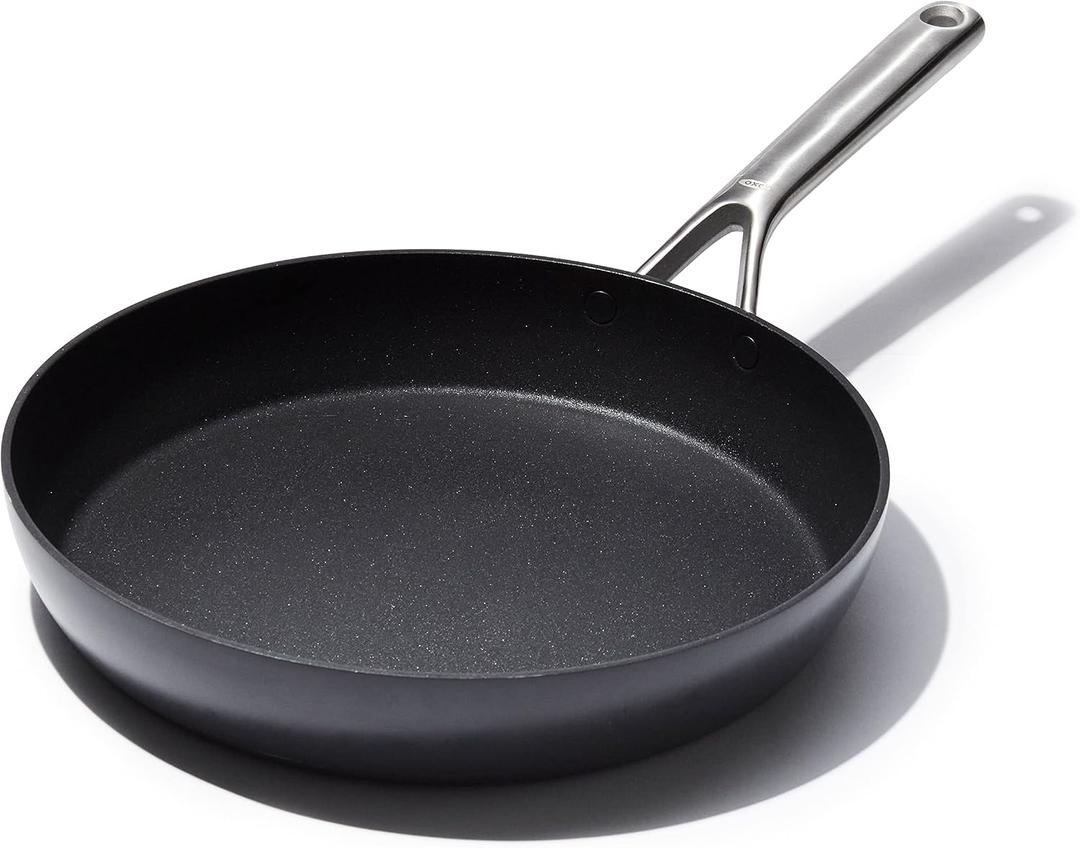 OXO Professional 12" Frying Pan Skillet, Hard Anodized Ceramic Nonstick Cookware PFAS-Free, Induction Suitable, Stainless Steel Handles, Diamond Reinforced Coating, Dishwasher Safe, Oven Safe, Black