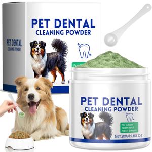 Mimo Style Dog Dental Powder, Dog Teeth Cleaning Powder, Targets Tartar & Reduces Plaque & Bad Breath - Teeth Cleaning Made Easy Eliminate - Meat-Flavored Formulated
