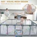 XNWQL Baby playpen, 79"x71"Baby Playpen with Mat IndoorOutdoor Playpen for Babies and Toddlers with Breathable Play Pen with Ocean Balls Hanging Pocket Basketball Hoop and Football Goal