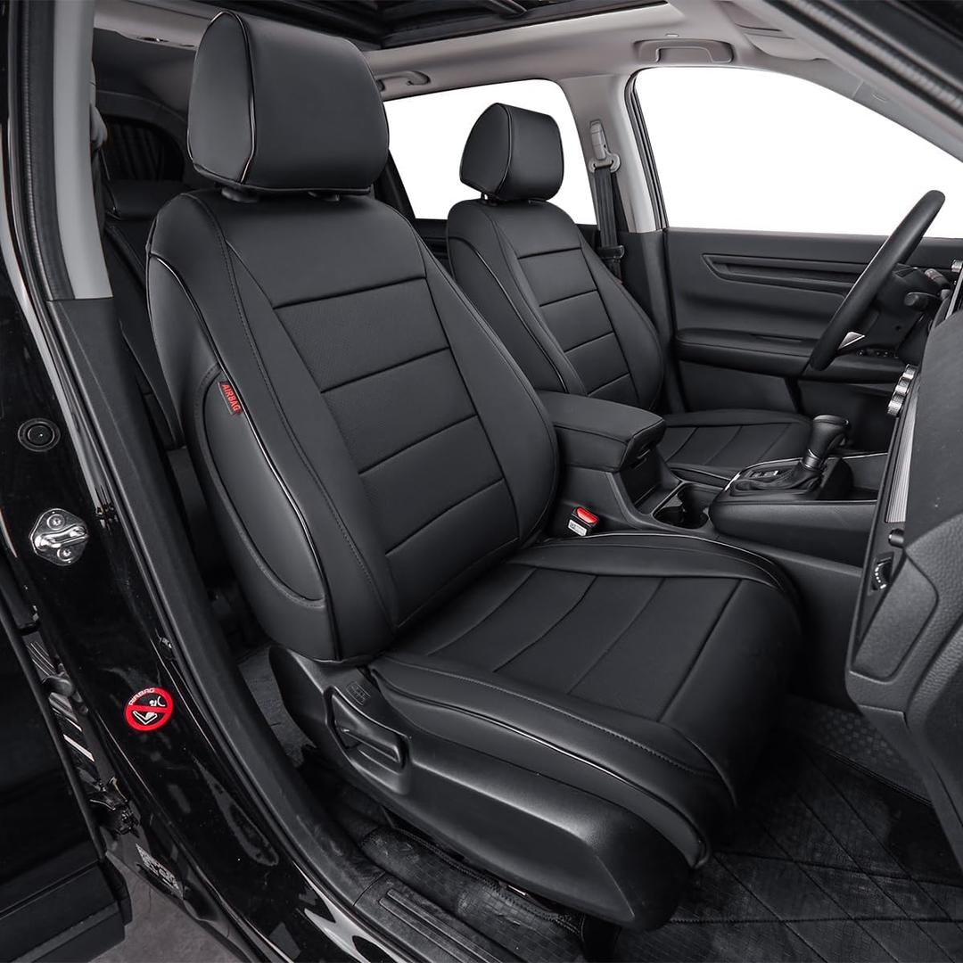 EKR CRV Seat Covers Custom Fit for Honda CRV 2023 2024 2025 2026 Leather Car Seat Cover Full Set for Trucks SUV,Waterproof Car Seat Cushion,Faux Leather (Black)