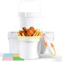 4 Pack 1 Gallon Plastic Buckets with Screw Lids & Handle, Food Grade Storage Containers for Kitchen, Freezer - Reusable White Plastic Bucket Set